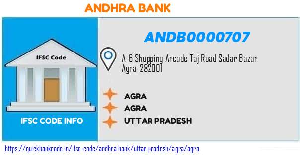 Andhra Bank Agra ANDB0000707 IFSC Code