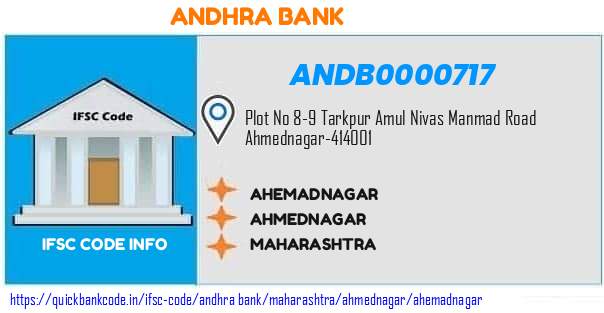 Andhra Bank Ahemadnagar ANDB0000717 IFSC Code