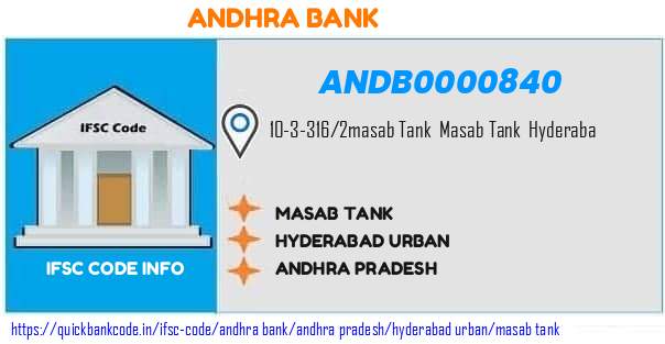 Andhra Bank Masab Tank ANDB0000840 IFSC Code