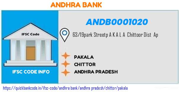 Andhra Bank Pakala ANDB0001020 IFSC Code