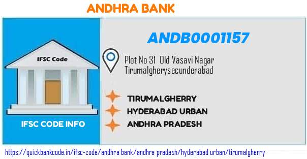 Andhra Bank Tirumalgherry ANDB0001157 IFSC Code