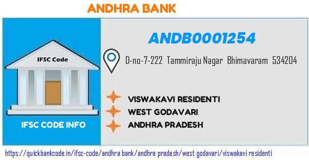 Andhra Bank Viswakavi Residenti ANDB0001254 IFSC Code