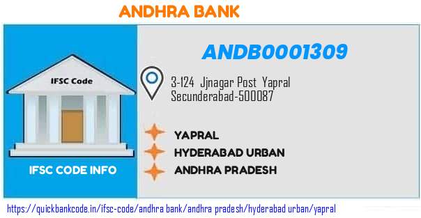 Andhra Bank Yapral ANDB0001309 IFSC Code