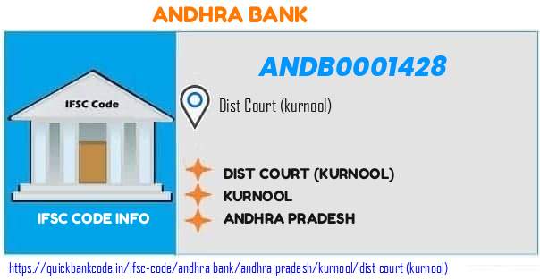 Andhra Bank Dist Court kurnool ANDB0001428 IFSC Code