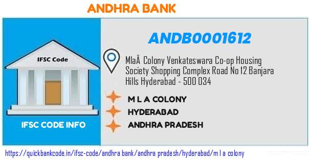 Andhra Bank M L A Colony ANDB0001612 IFSC Code