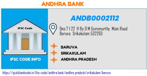 Andhra Bank Baruva ANDB0002112 IFSC Code