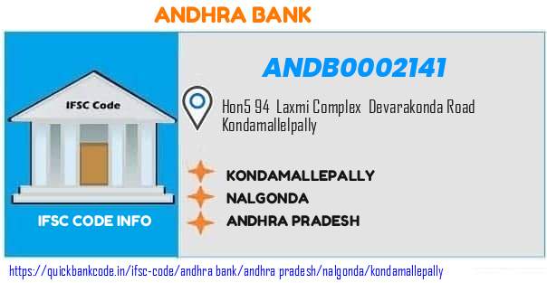 Andhra Bank Kondamallepally ANDB0002141 IFSC Code