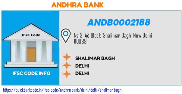 Andhra Bank Shalimar Bagh ANDB0002188 IFSC Code
