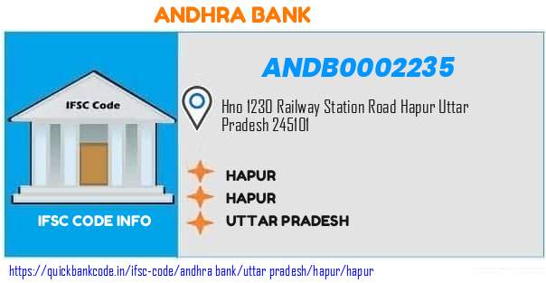 Andhra Bank Hapur ANDB0002235 IFSC Code