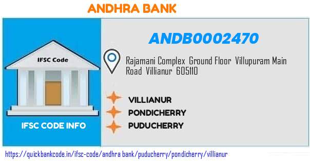 Andhra Bank Villianur ANDB0002470 IFSC Code