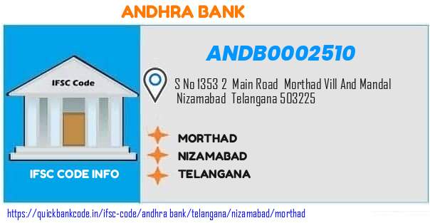 Andhra Bank Morthad ANDB0002510 IFSC Code