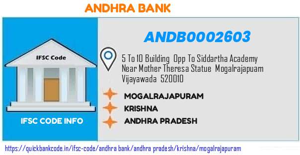 Andhra Bank Mogalrajapuram ANDB0002603 IFSC Code