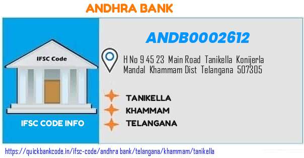 Andhra Bank Tanikella ANDB0002612 IFSC Code