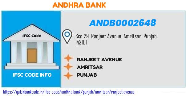 Andhra Bank Ranjeet Avenue ANDB0002648 IFSC Code