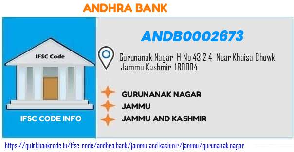 Andhra Bank Gurunanak Nagar ANDB0002673 IFSC Code