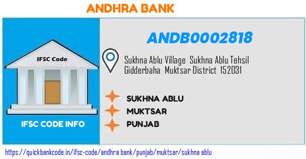 Andhra Bank Sukhna Ablu ANDB0002818 IFSC Code