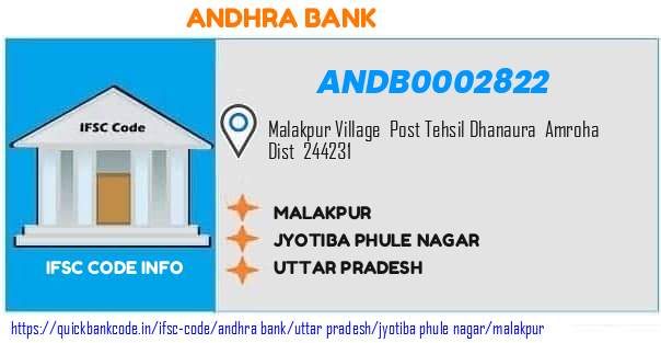 Andhra Bank Malakpur ANDB0002822 IFSC Code