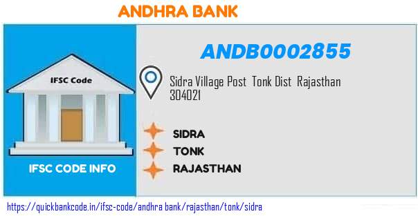 Andhra Bank Sidra ANDB0002855 IFSC Code