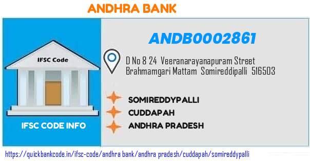 Andhra Bank Somireddypalli ANDB0002861 IFSC Code