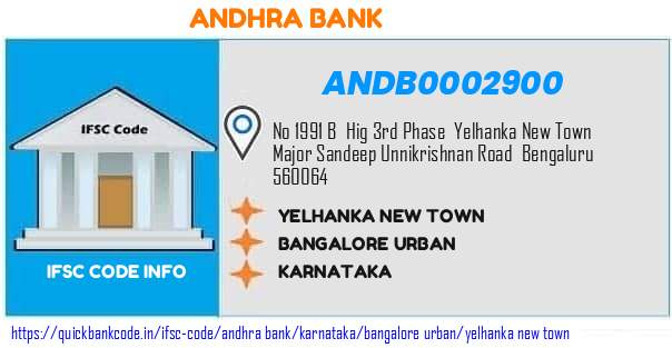 Andhra Bank Yelhanka New Town ANDB0002900 IFSC Code
