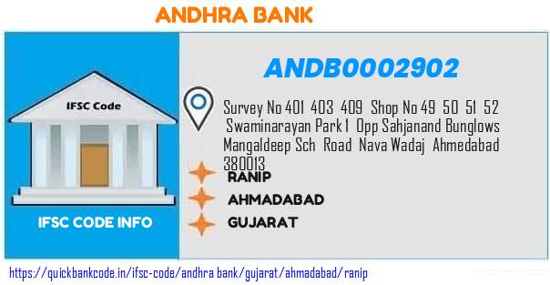 Andhra Bank Ranip ANDB0002902 IFSC Code