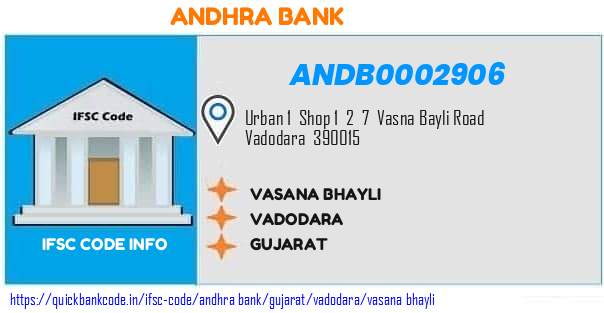 Andhra Bank Vasana Bhayli ANDB0002906 IFSC Code