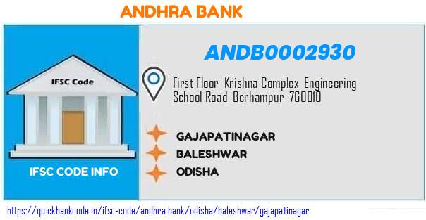 Andhra Bank Gajapatinagar ANDB0002930 IFSC Code