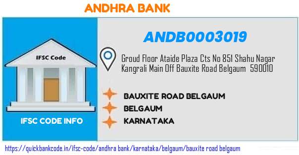 Andhra Bank Bauxite Road Belgaum ANDB0003019 IFSC Code