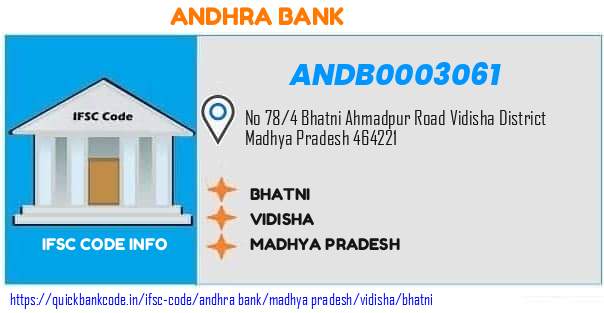 Andhra Bank Bhatni ANDB0003061 IFSC Code