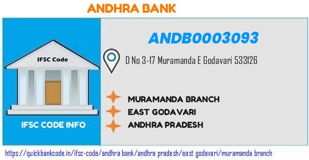 Andhra Bank Muramanda Branch ANDB0003093 IFSC Code