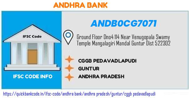 Andhra Bank Cggb Pedavadlapudi ANDB0CG7071 IFSC Code