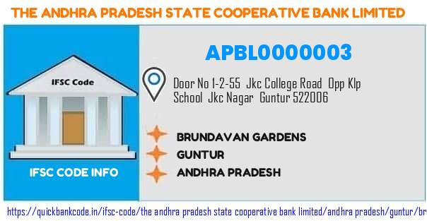 The Andhra Pradesh State Cooperative Bank Brundavan Gardens APBL0000003 IFSC Code