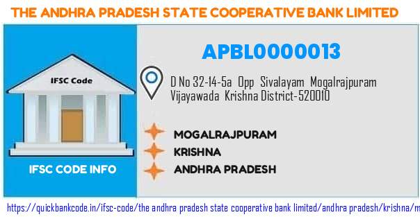 The Andhra Pradesh State Cooperative Bank Mogalrajpuram APBL0000013 IFSC Code