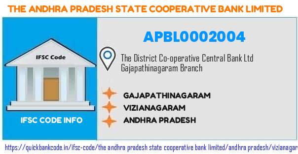 The Andhra Pradesh State Cooperative Bank Gajapathinagaram APBL0002004 IFSC Code