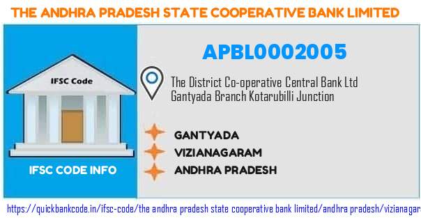 The Andhra Pradesh State Cooperative Bank Gantyada APBL0002005 IFSC Code