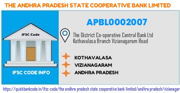 The Andhra Pradesh State Cooperative Bank Kothavalasa APBL0002007 IFSC Code