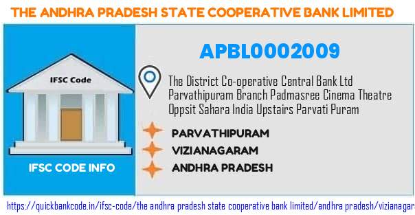 The Andhra Pradesh State Cooperative Bank Parvathipuram APBL0002009 IFSC Code