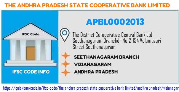 The Andhra Pradesh State Cooperative Bank Seethanagaram Branch APBL0002013 IFSC Code