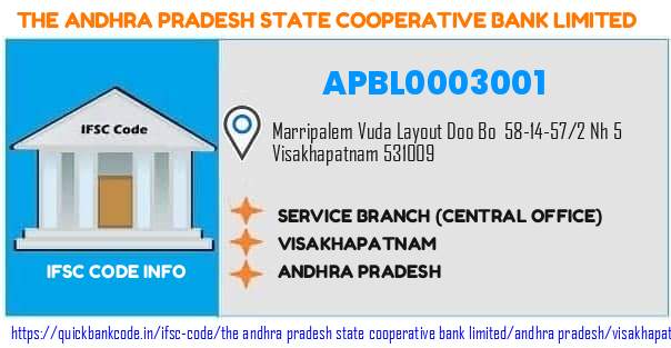 The Andhra Pradesh State Cooperative Bank Service Branch central Office APBL0003001 IFSC Code