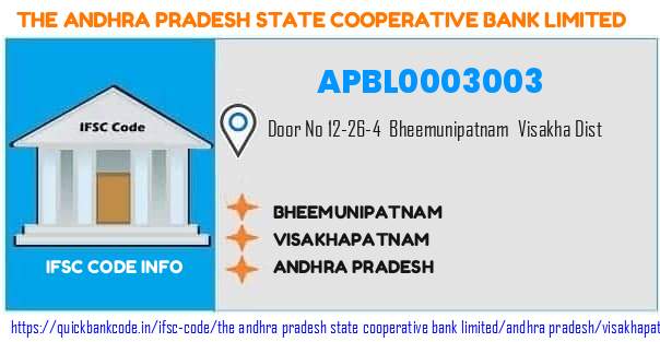 The Andhra Pradesh State Cooperative Bank Bheemunipatnam APBL0003003 IFSC Code