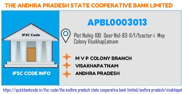 The Andhra Pradesh State Cooperative Bank M V P Colony Branch APBL0003013 IFSC Code