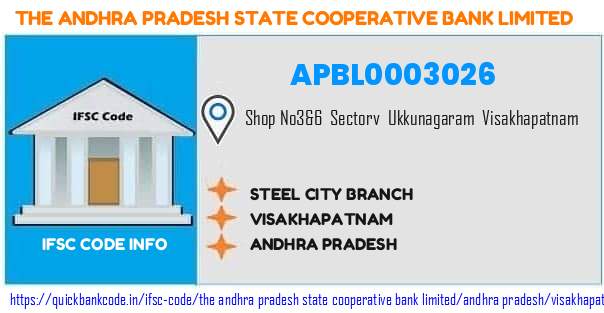 The Andhra Pradesh State Cooperative Bank Steel City Branch APBL0003026 IFSC Code