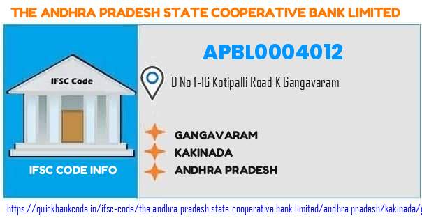 The Andhra Pradesh State Cooperative Bank Gangavaram APBL0004012 IFSC Code