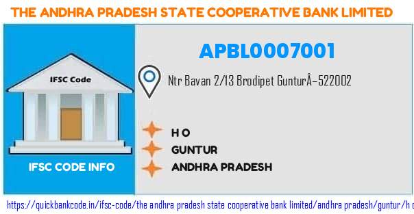 The Andhra Pradesh State Cooperative Bank H O APBL0007001 IFSC Code