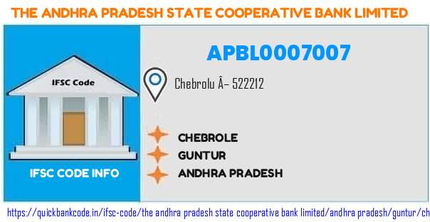 The Andhra Pradesh State Cooperative Bank Chebrole APBL0007007 IFSC Code