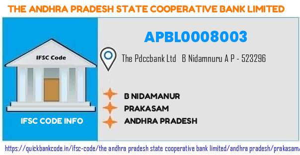 The Andhra Pradesh State Cooperative Bank B Nidamanur APBL0008003 IFSC Code