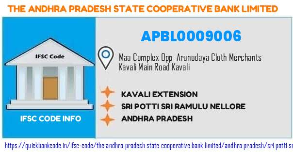 The Andhra Pradesh State Cooperative Bank Kavali Extension APBL0009006 IFSC Code