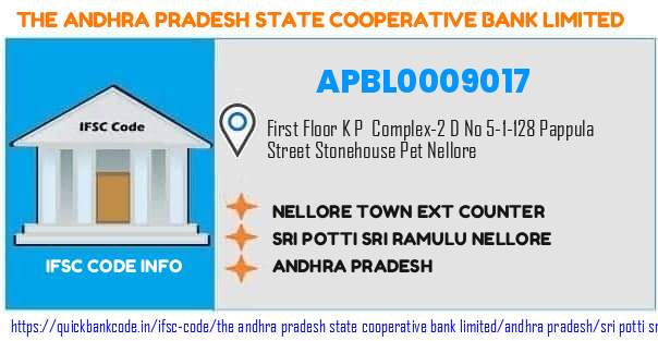 The Andhra Pradesh State Cooperative Bank Nellore Town Ext Counter APBL0009017 IFSC Code