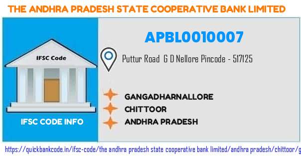 The Andhra Pradesh State Cooperative Bank Gangadharnallore APBL0010007 IFSC Code