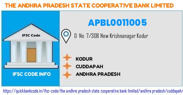 The Andhra Pradesh State Cooperative Bank Kodur APBL0011005 IFSC Code